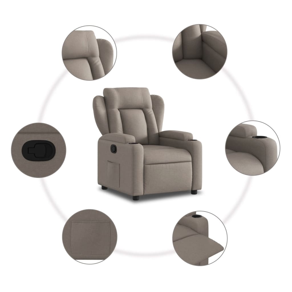 vidaXL Sillón reclinable de tela gris taupe