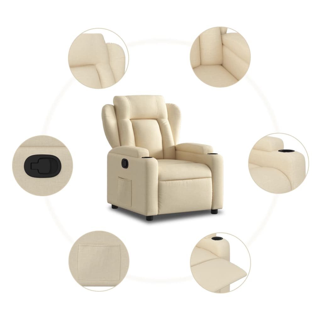 vidaXL Sillón reclinable de tela crema