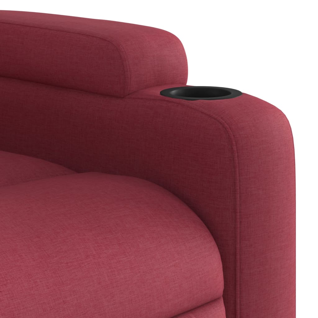 vidaXL Sillón de masaje reclinable de tela color vino tinto