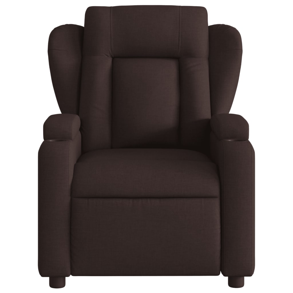 vidaXL Sillón de masaje reclinable de tela marrón oscuro