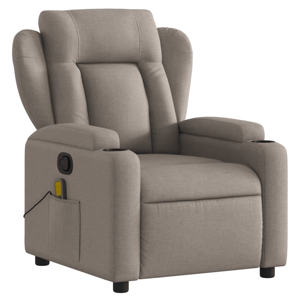 vidaXL Sillón de masaje reclinable de tela gris taupé