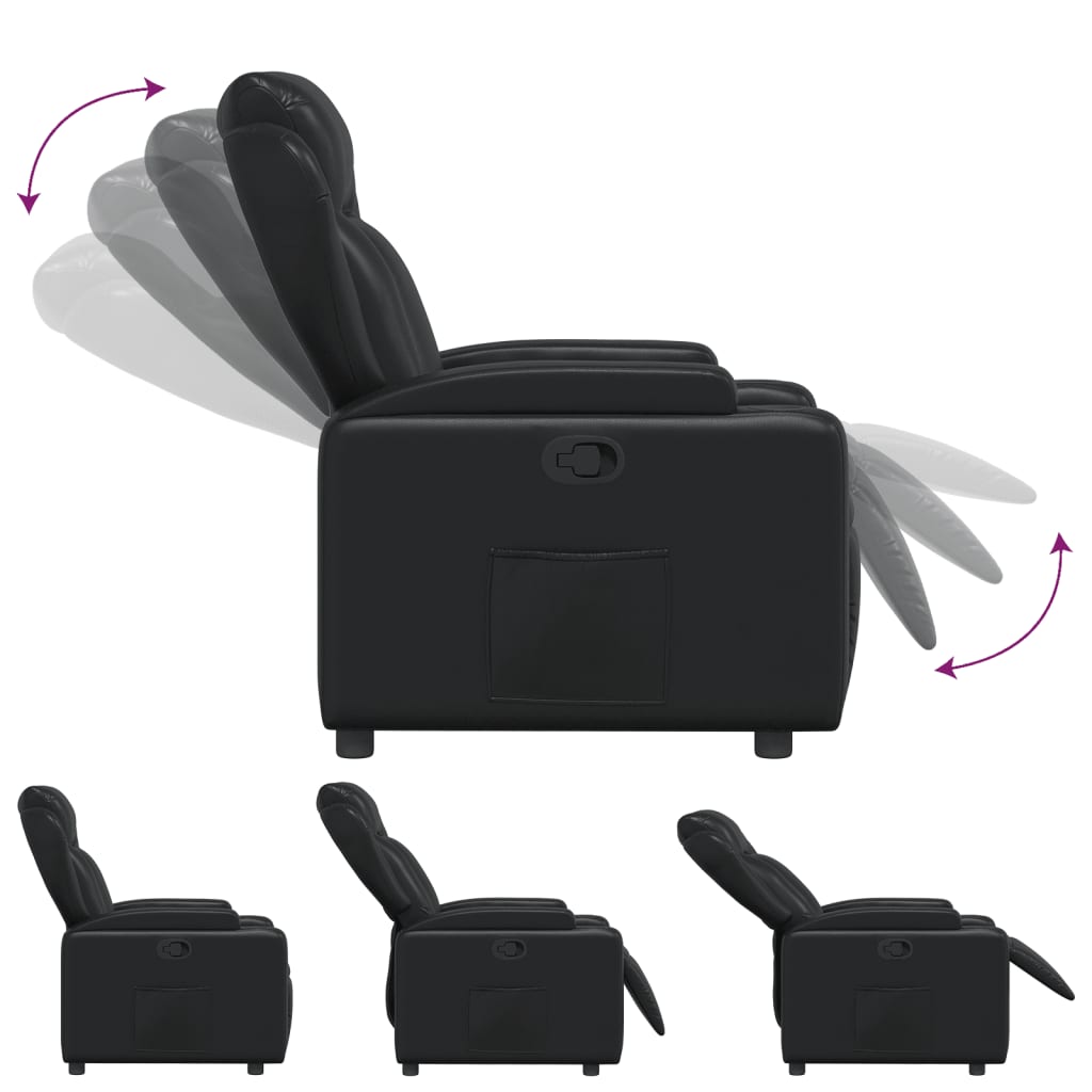 vidaXL Sillón reclinable de cuero sintético negro