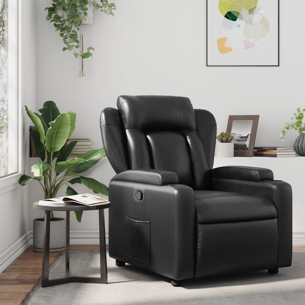 vidaXL Sillón reclinable de cuero sintético negro