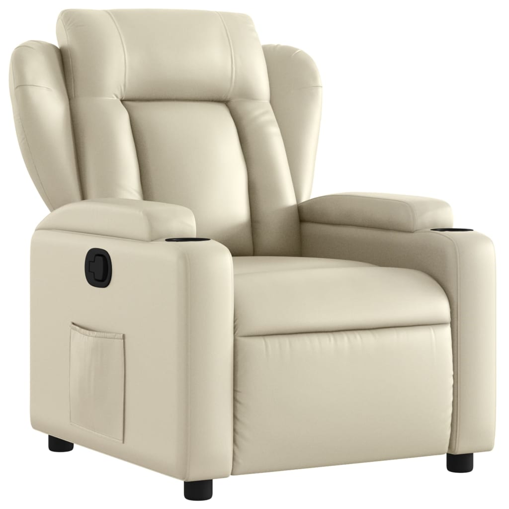 vidaXL Sillón reclinable de cuero sintético crema