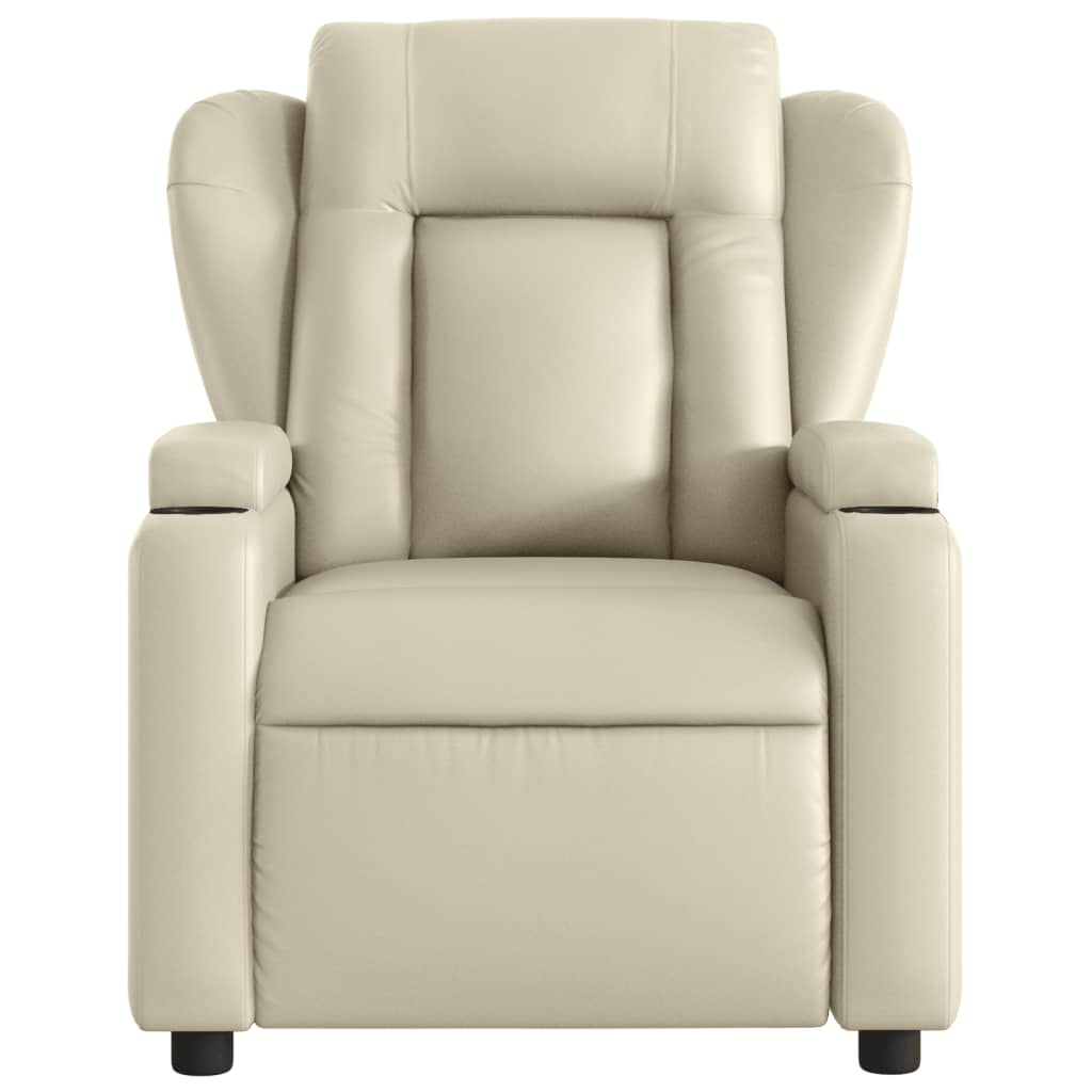 vidaXL Sillón reclinable de cuero sintético crema