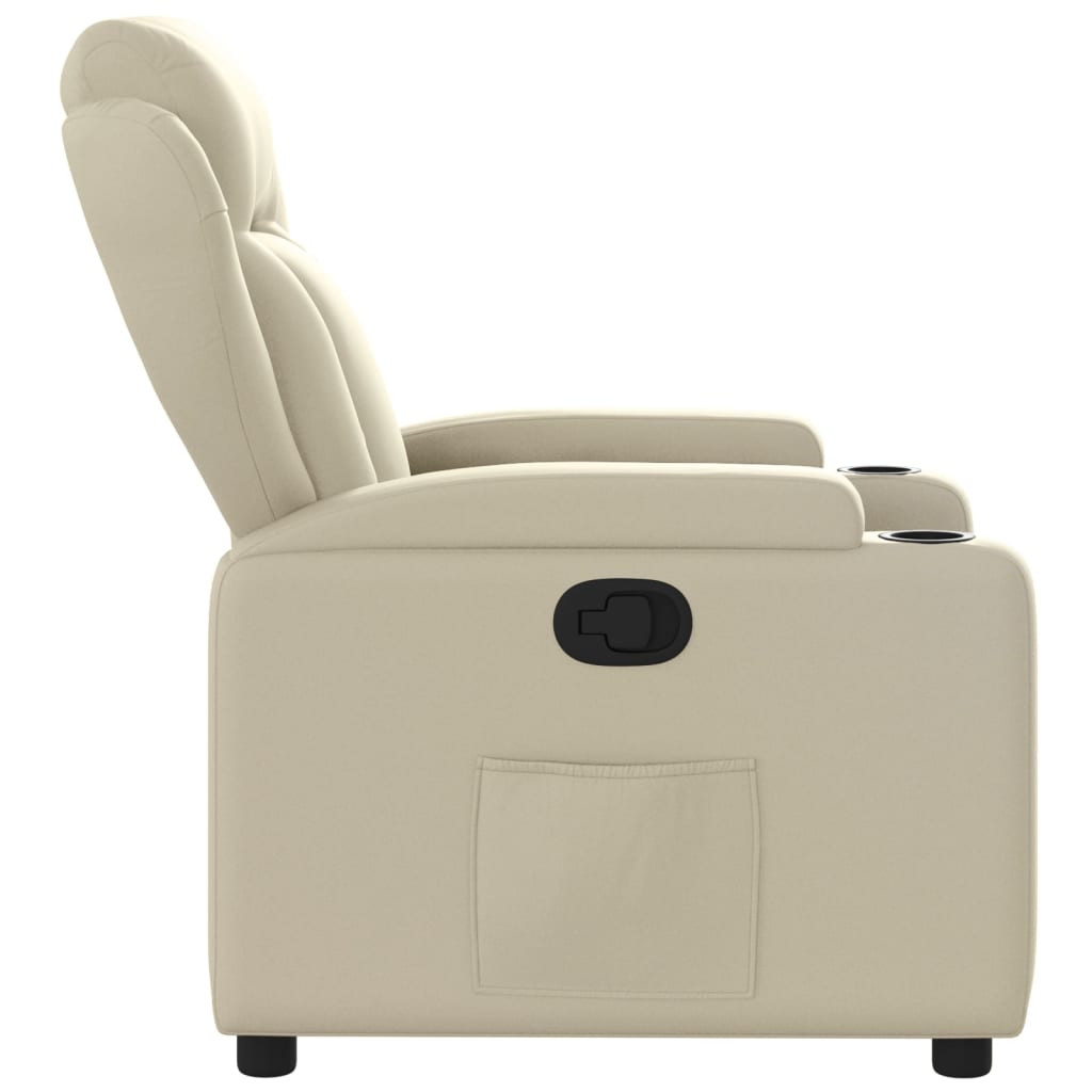 vidaXL Sillón reclinable de cuero sintético crema