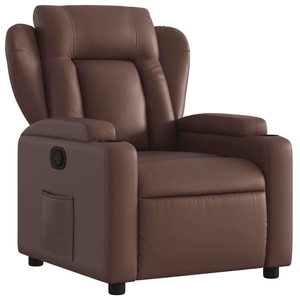 vidaXL Sillón reclinable de cuero sintético marrón