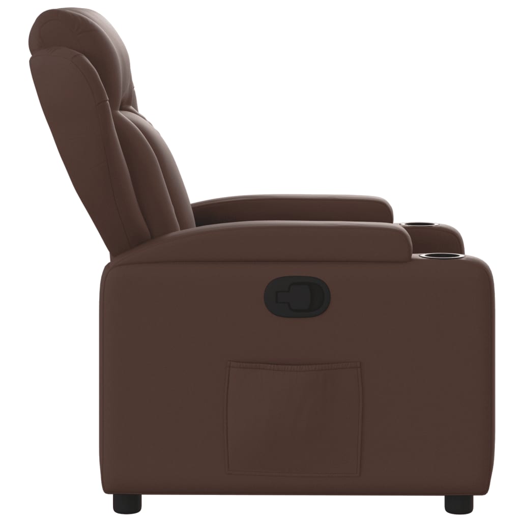 vidaXL Sillón reclinable de cuero sintético marrón