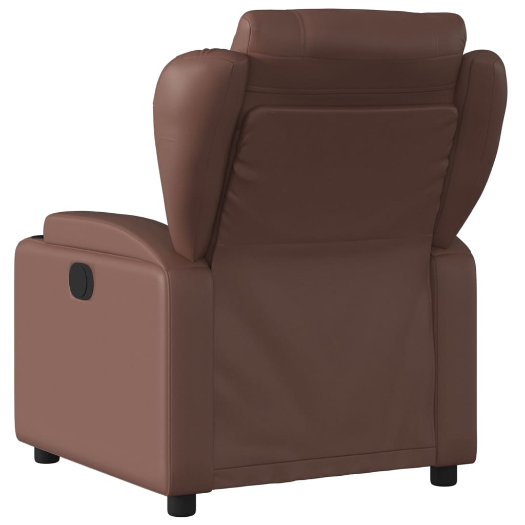 vidaXL Sillón reclinable de cuero sintético marrón