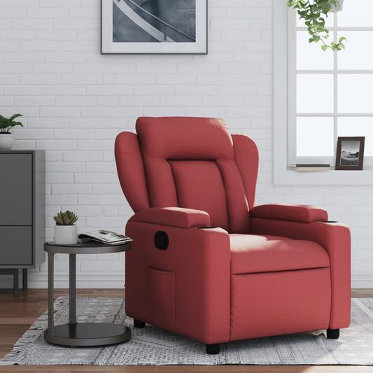 vidaXL Sillón reclinable de cuero sintético rojo tinto