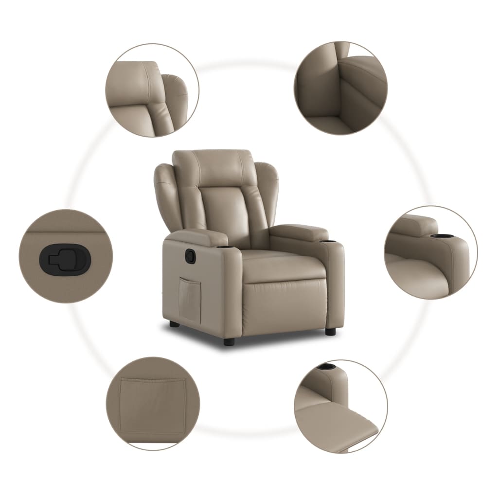 vidaXL Sillón reclinable de cuero sintético color capuchino