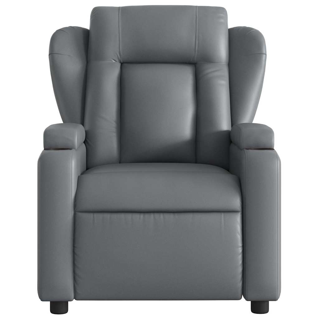 vidaXL Sillón de masaje reclinable cuero sintético gris