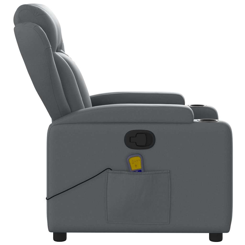 vidaXL Sillón de masaje reclinable cuero sintético gris