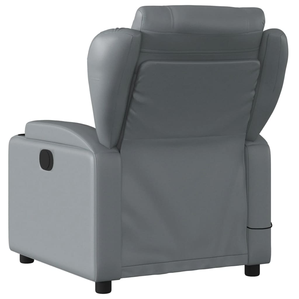 vidaXL Sillón de masaje reclinable cuero sintético gris