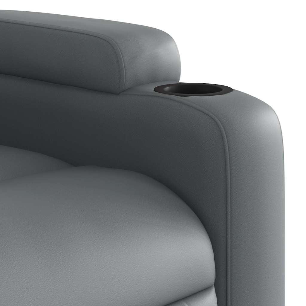 vidaXL Sillón de masaje reclinable cuero sintético gris