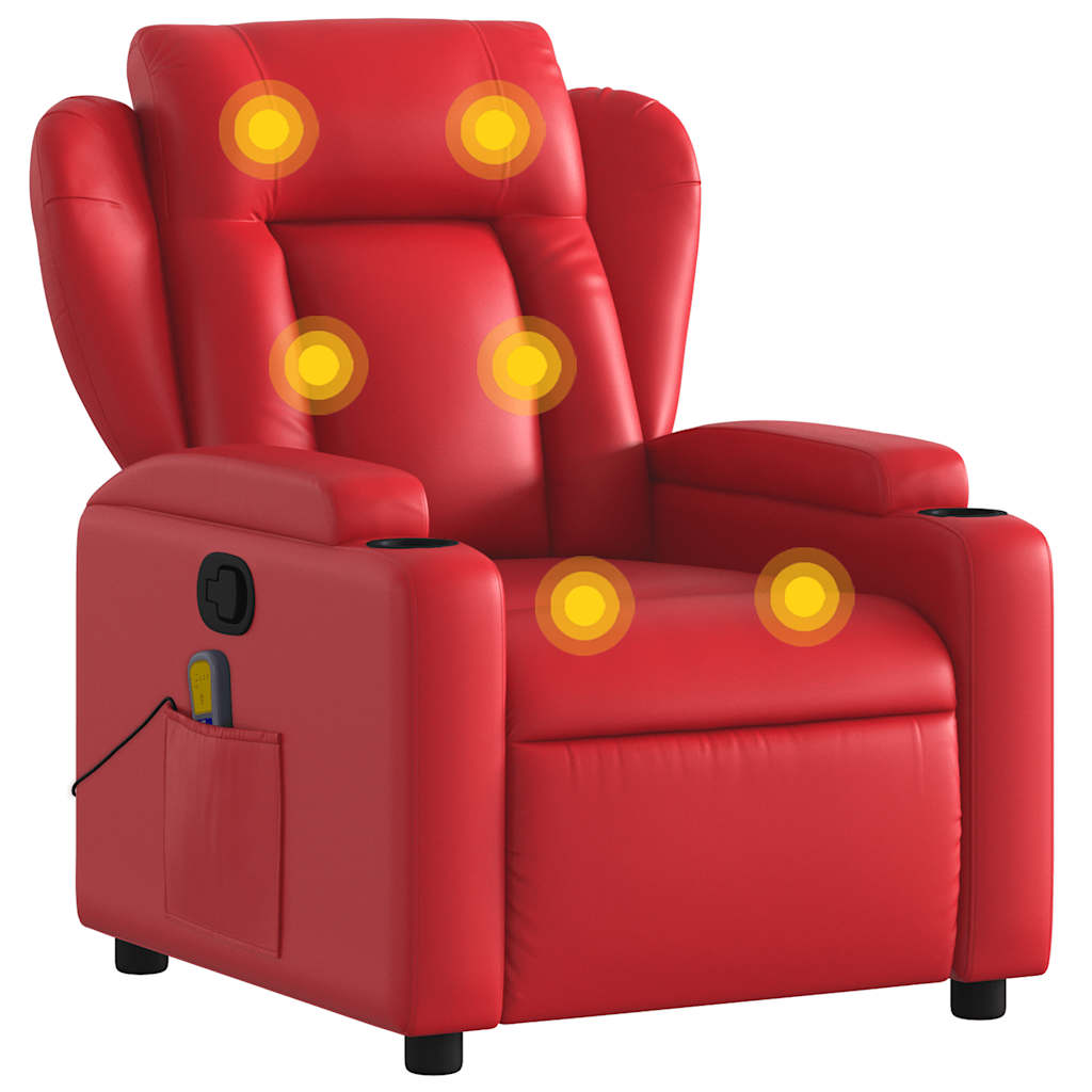 vidaXL Sillón de masaje reclinable cuero sintético rojo