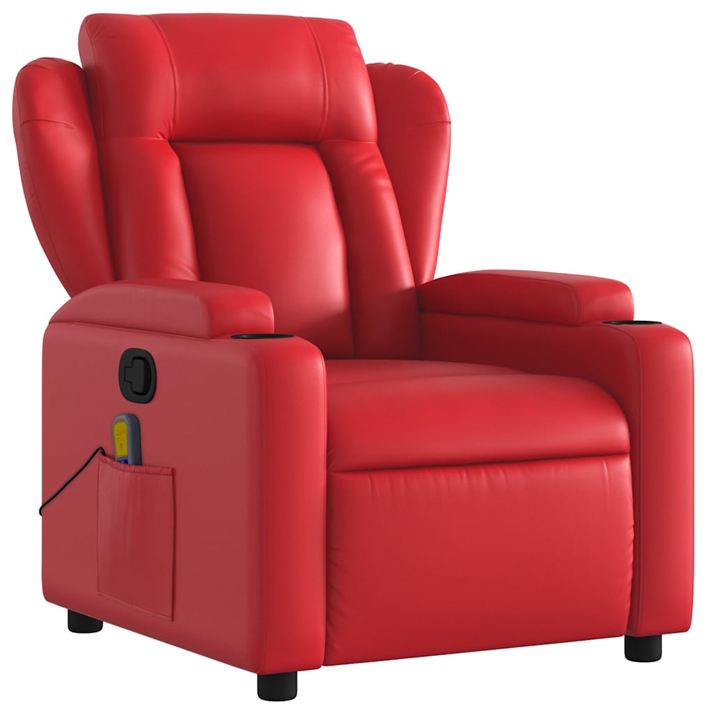 vidaXL Sillón de masaje reclinable cuero sintético rojo