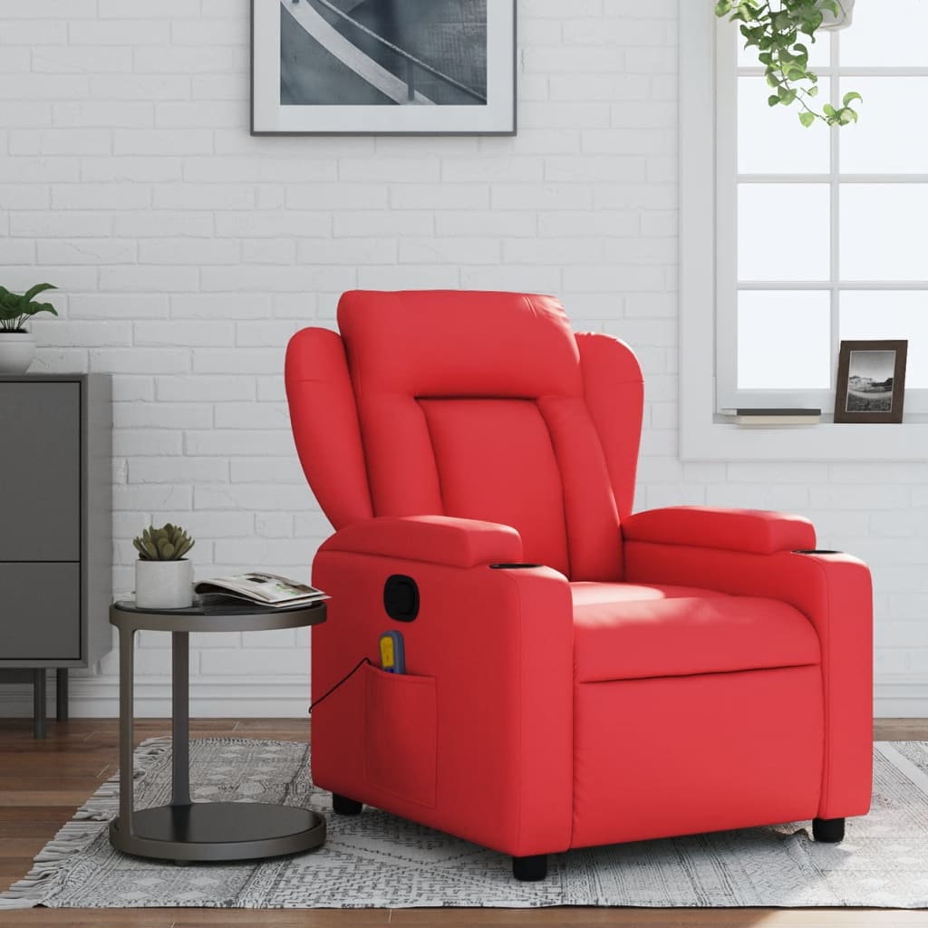 vidaXL Sillón de masaje reclinable cuero sintético rojo