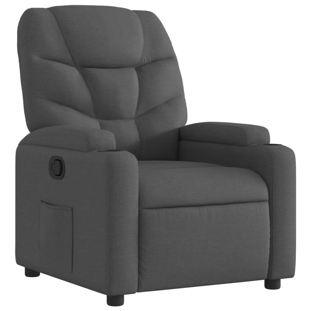 vidaXL Sillón reclinable de tela gris oscuro