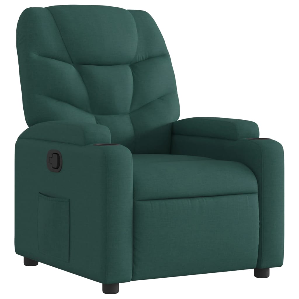 vidaXL Sillón reclinable de tela verde oscuro