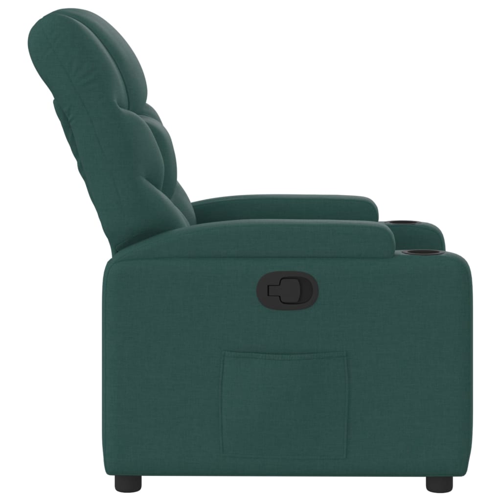 vidaXL Sillón reclinable de tela verde oscuro