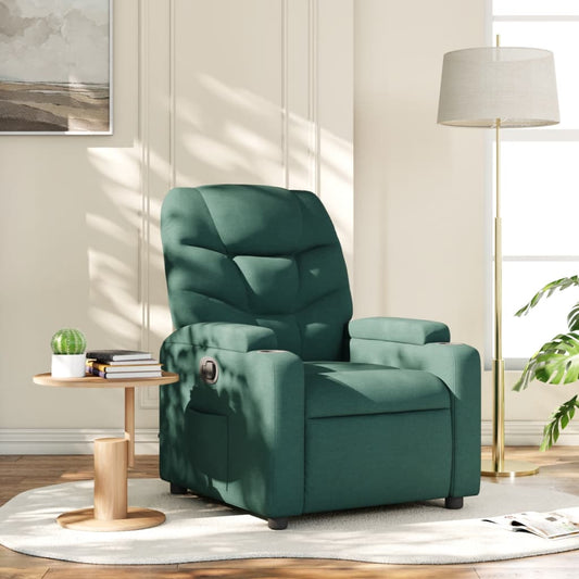 vidaXL Sillón reclinable de tela verde oscuro