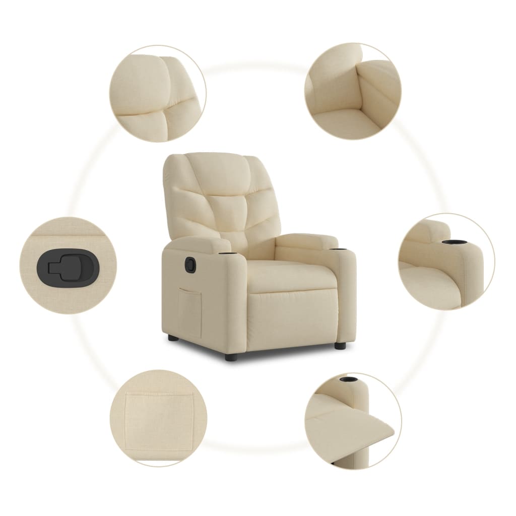 vidaXL Sillón reclinable de tela crema