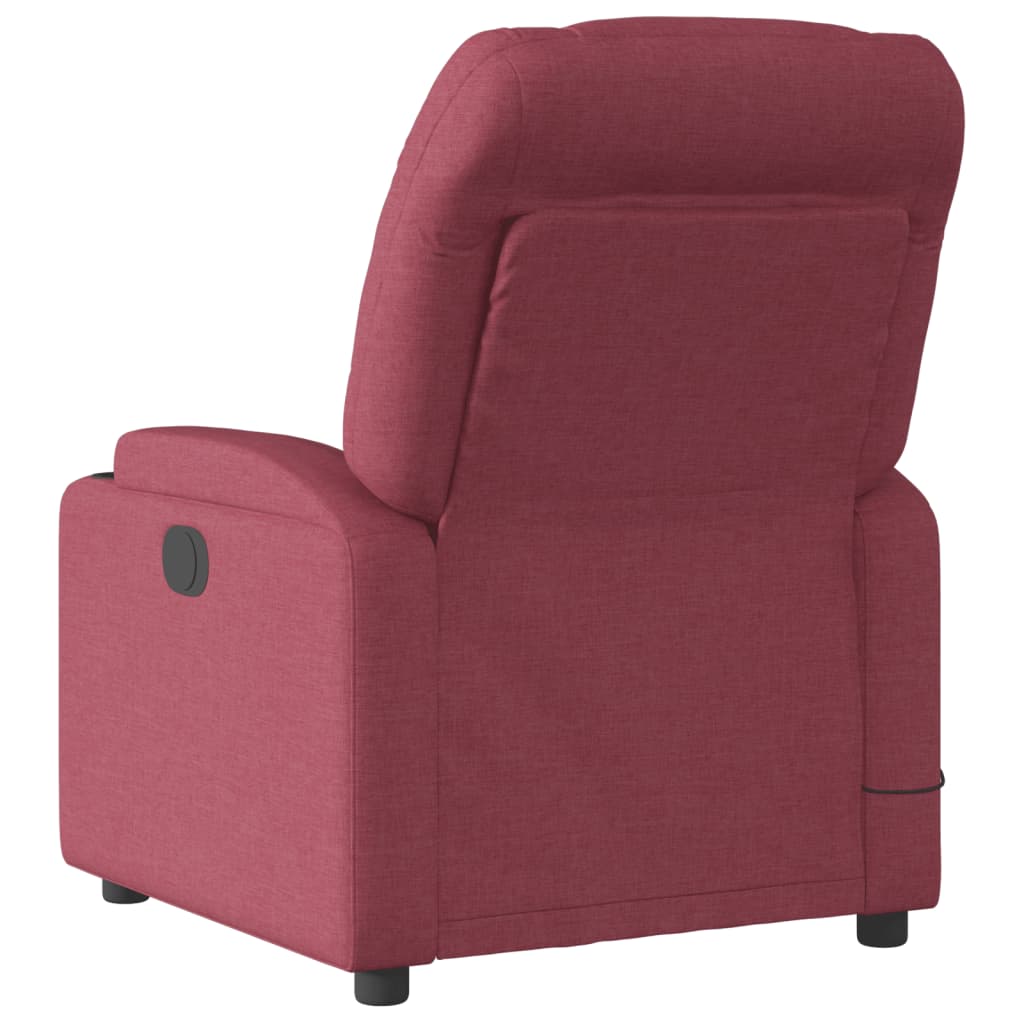 vidaXL Sillón de masaje reclinable de tela color vino tinto