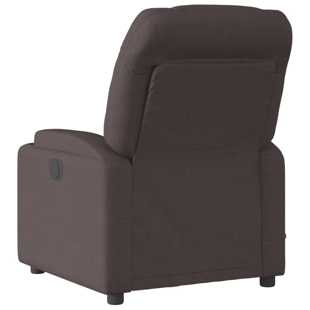 vidaXL Sillón de masaje reclinable de tela marrón oscuro