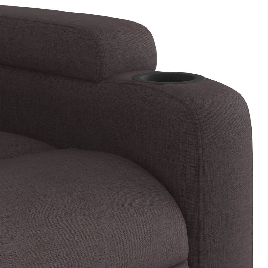 vidaXL Sillón de masaje reclinable de tela marrón oscuro