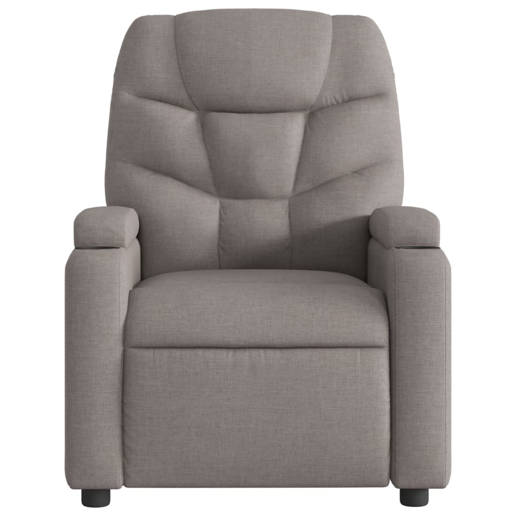 vidaXL Sillón de masaje reclinable de tela gris taupé