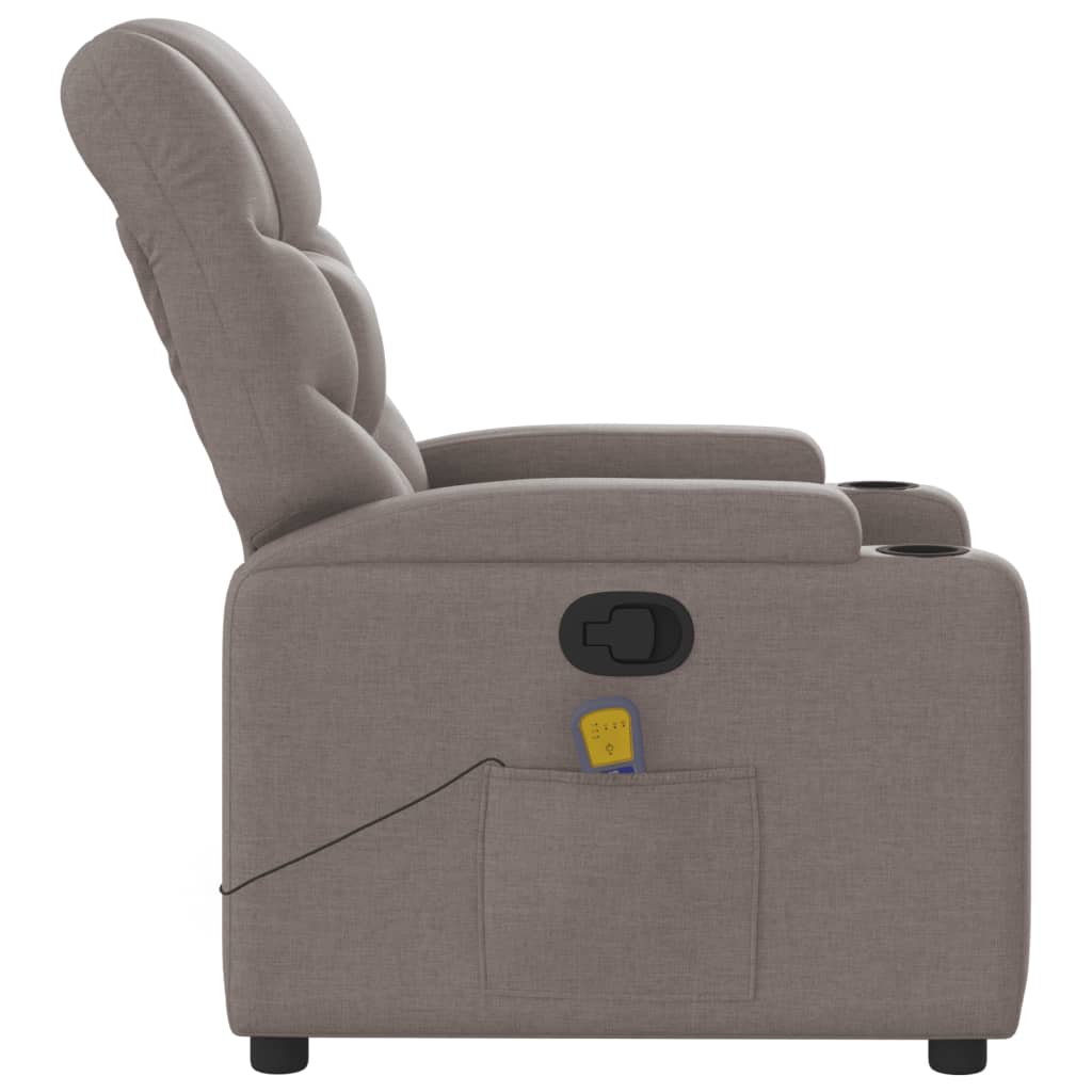 vidaXL Sillón de masaje reclinable de tela gris taupé