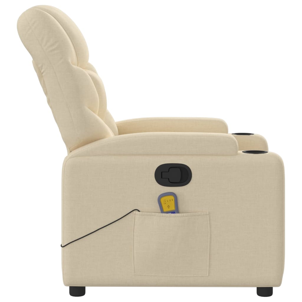 vidaXL Sillón de masaje reclinable de tela crema