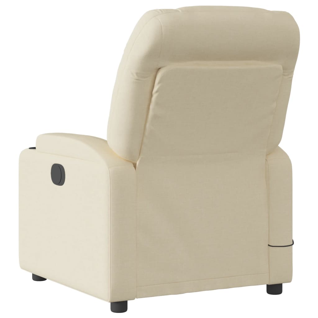 vidaXL Sillón de masaje reclinable de tela crema