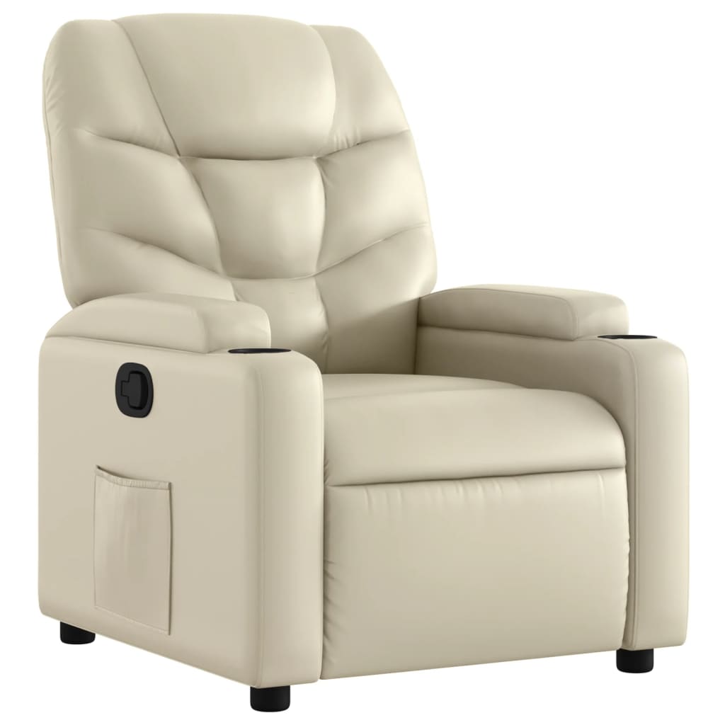 vidaXL Sillón reclinable de cuero sintético crema