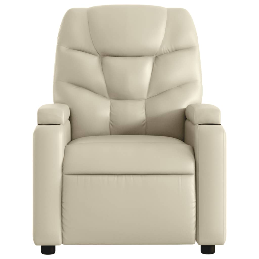 vidaXL Sillón reclinable de cuero sintético crema