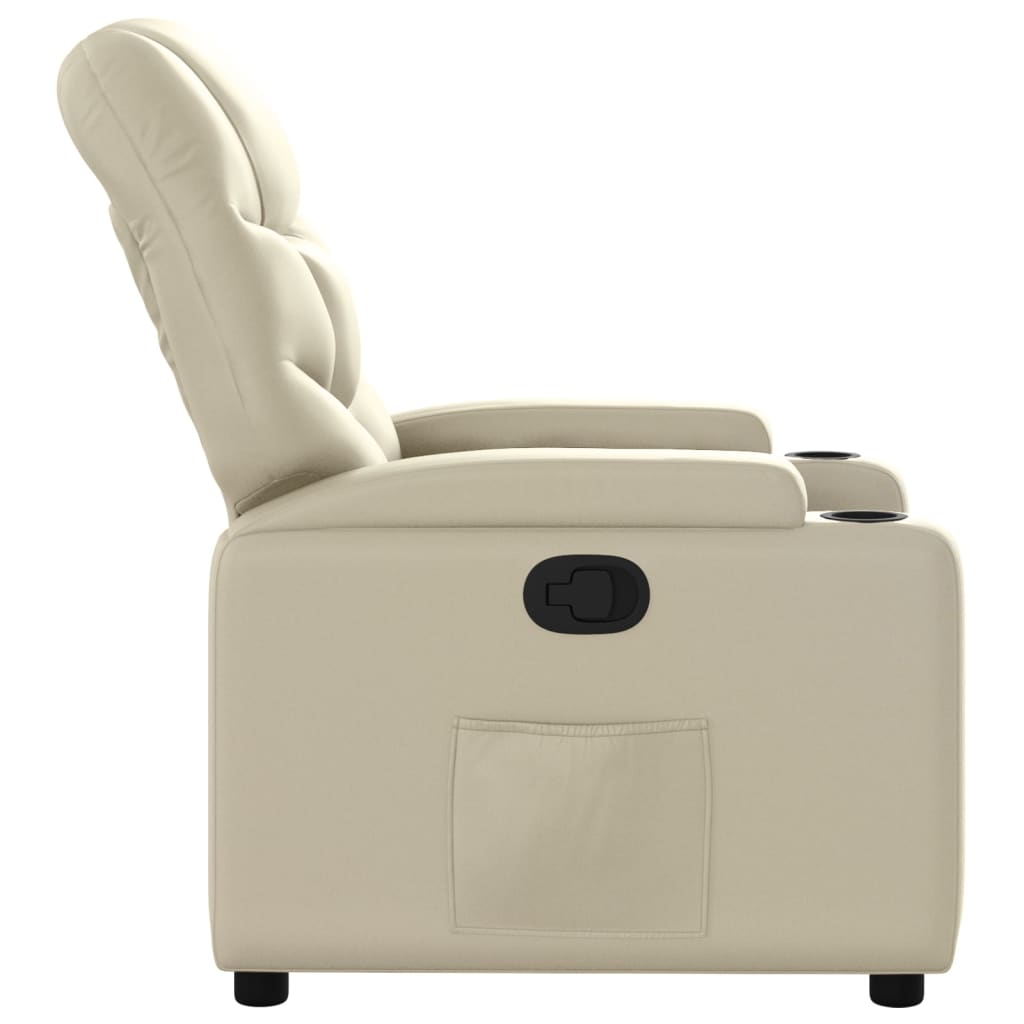 vidaXL Sillón reclinable de cuero sintético crema