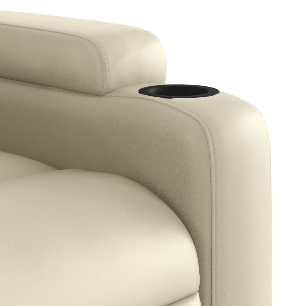 vidaXL Sillón reclinable de cuero sintético crema