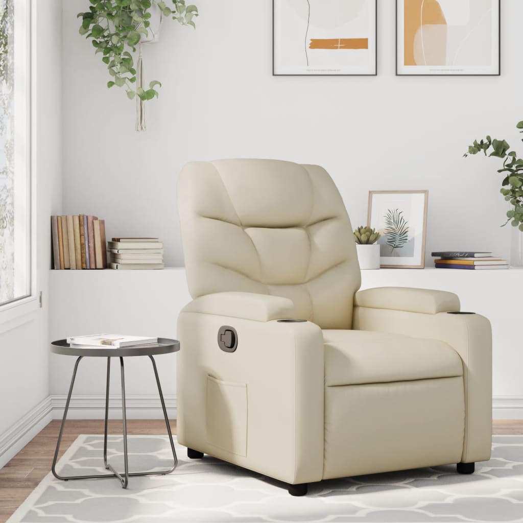 vidaXL Sillón reclinable de cuero sintético crema