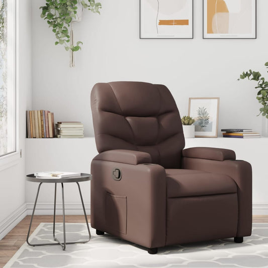 vidaXL Sillón reclinable de cuero sintético marrón