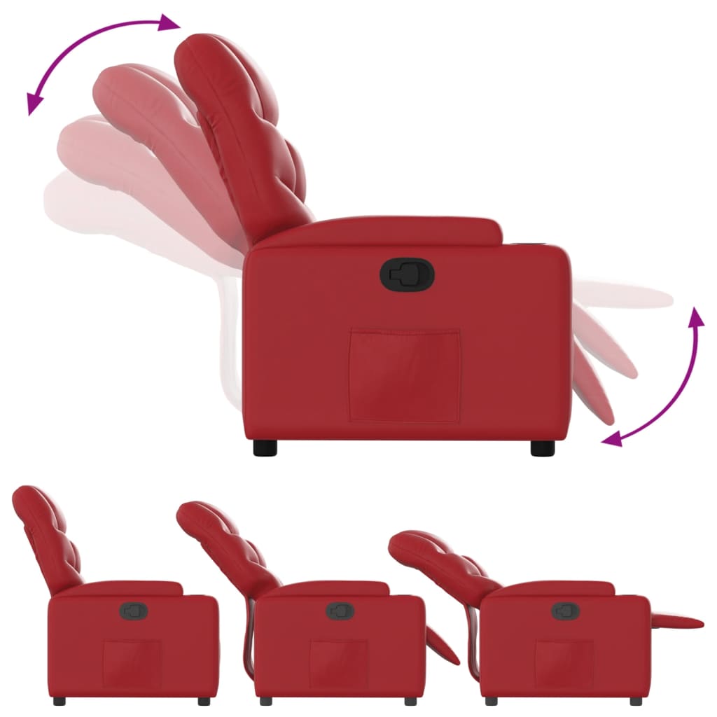 vidaXL Sillón reclinable de cuero sintético rojo