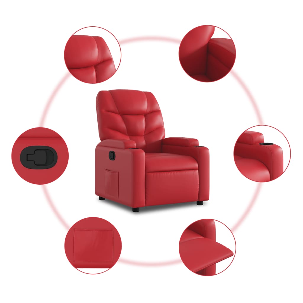 vidaXL Sillón reclinable de cuero sintético rojo