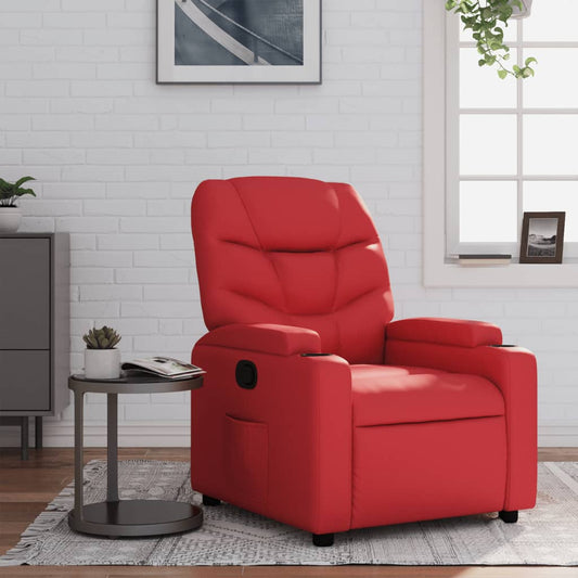 vidaXL Sillón reclinable de cuero sintético rojo