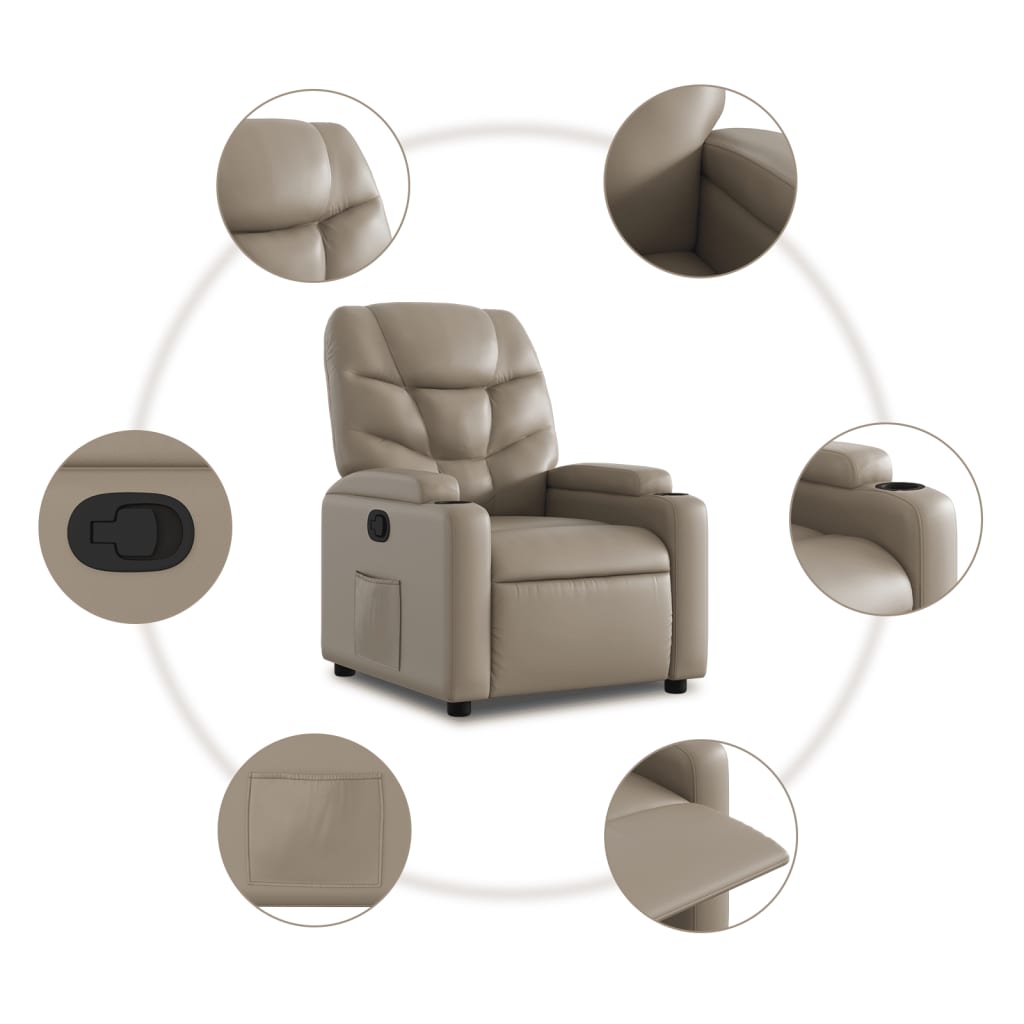 vidaXL Sillón reclinable de cuero sintético color capuchino