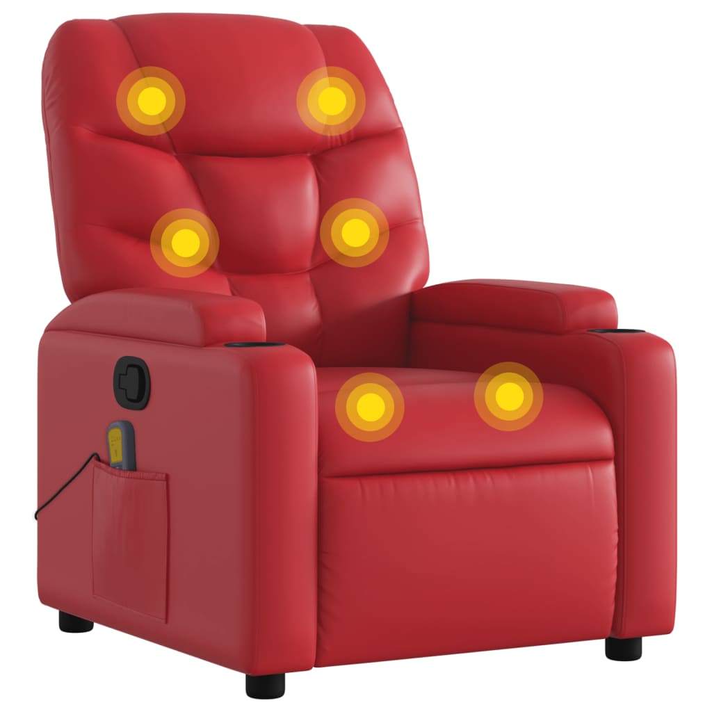 vidaXL Sillón de masaje reclinable cuero sintético rojo