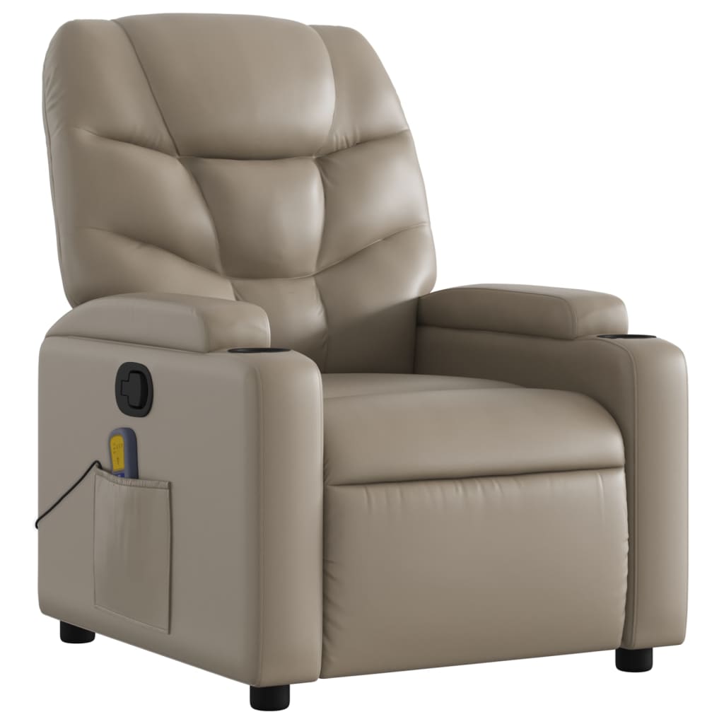 vidaXL Sillón de masaje reclinable cuero sintético color capuchino