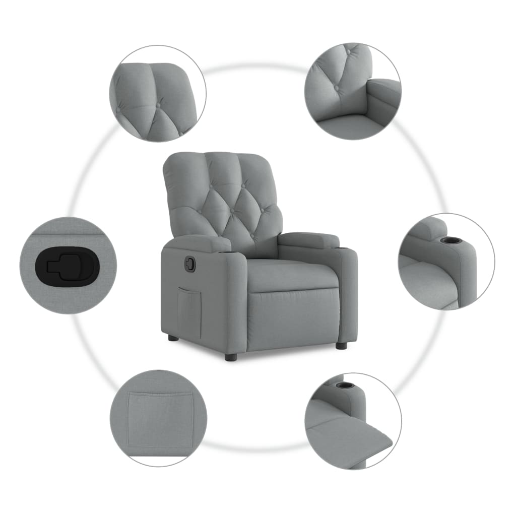 vidaXL Sillón reclinable de tela gris claro