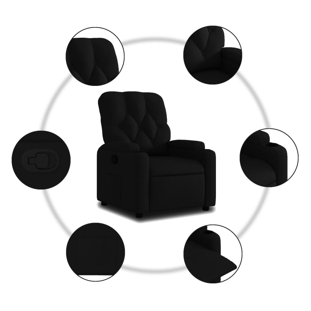 vidaXL Sillón reclinable de tela negro