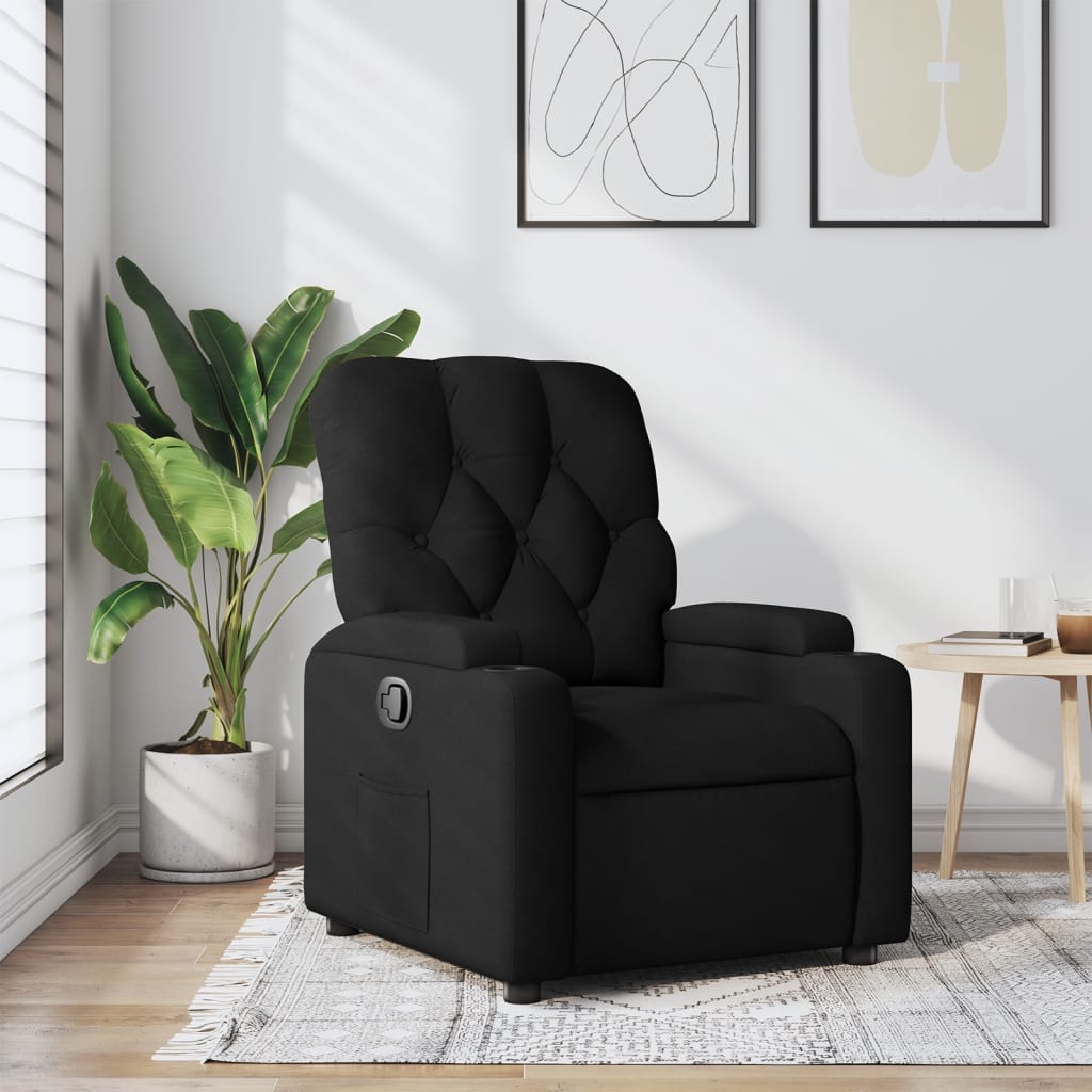 vidaXL Sillón reclinable de tela negro