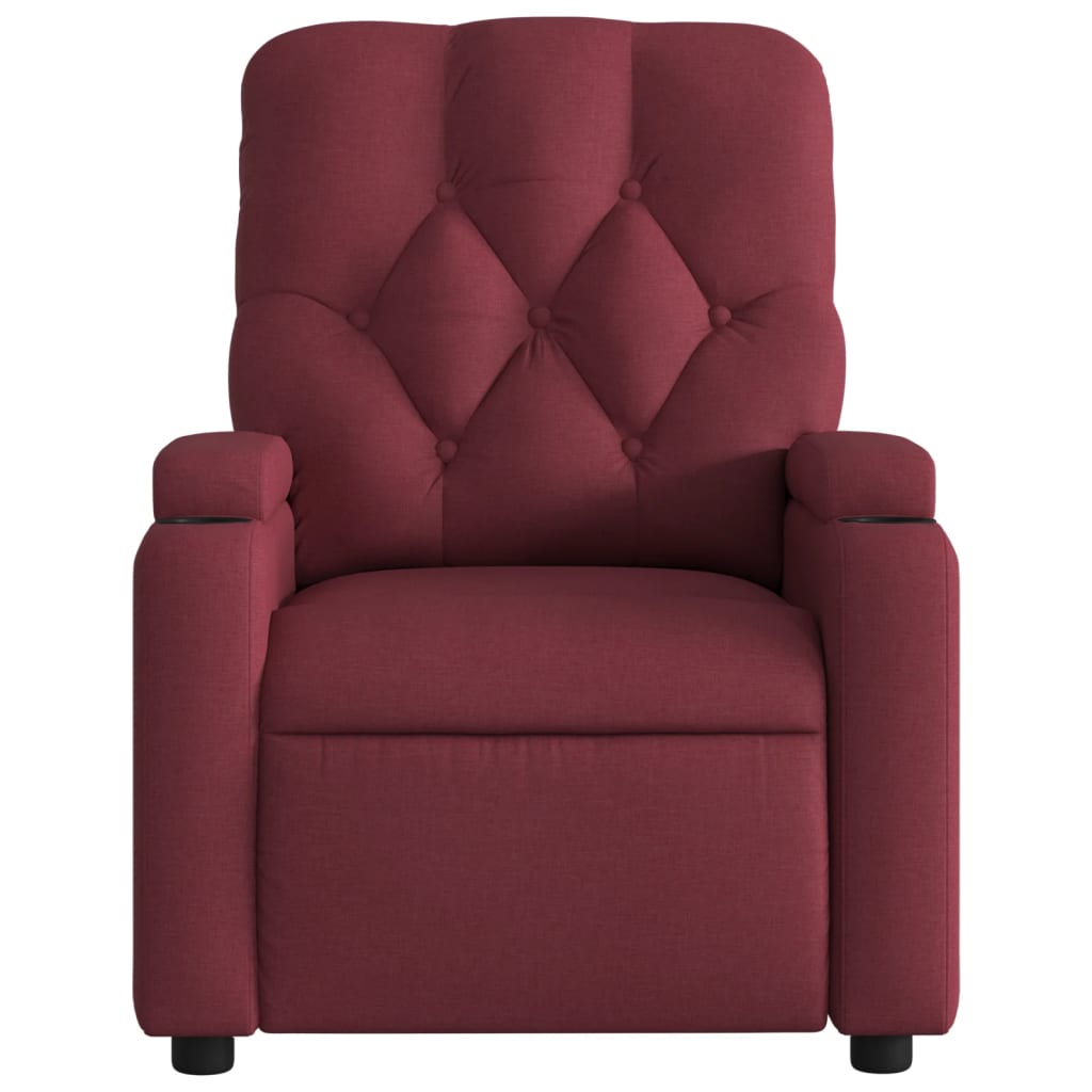 vidaXL Sillón reclinable de tela rojo tinto